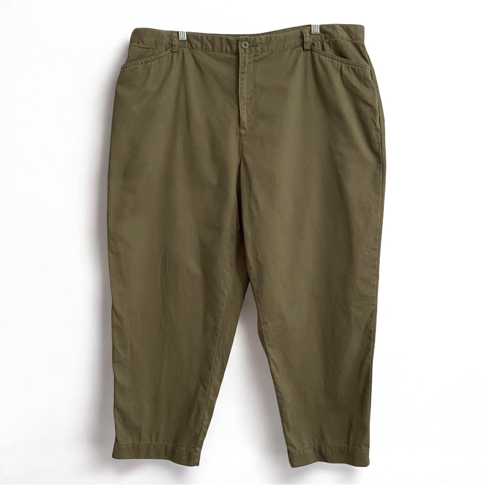 CJ BANKS Olive Green 100% Cotton Capri Pants Sz 20W